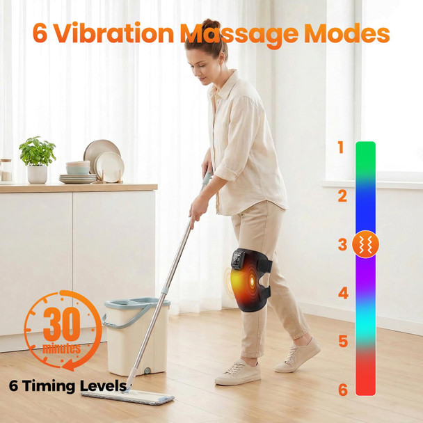 Telepepe Knee Massager with 6 Heat & 6 Vibration Massage, Single