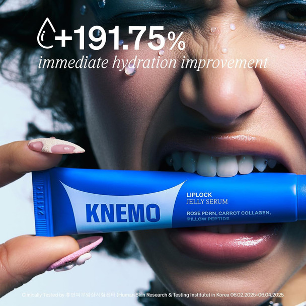 KNEMO  LipLock Jelly Serum for Dry Lips Long-Lasting Hydrating Plumping Glossy Mask with Rose PDRN Carrot Collagen Pillow Peptide Moisturizing Tinted Lip Balm.