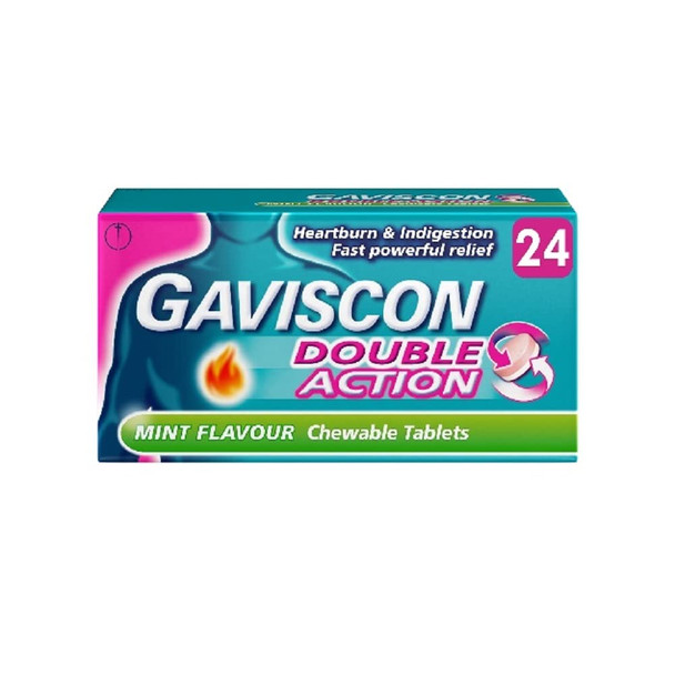 Gaviscon Double Action Mint Flavour Chewable Tablets 24 Tablets