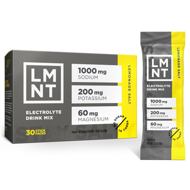 LMNT Zero Sugar Electrolytes - Lemonade Salt - Drink Mix - 30 Count