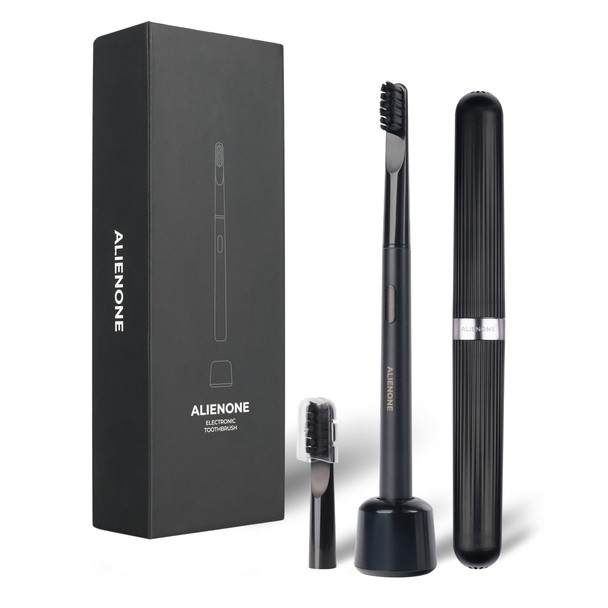 Alienone Ultra Slim Sonic Electric Toothbrush Smart Pressure Sensor For Sensitive Teeth and Gums 32000 Vibrations Ipx6 Waterproof Aluminum Body 45Day Battery Wireless Usb Charging and Travel Case
