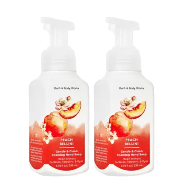 Bath And Body Works Gentle and Clean Foaming Hand Soap 8.75 Ounce 2Pack Peach Bellini