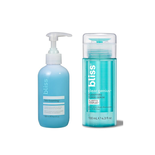 Bliss Fab Foaming Cleanser and Clear Genius Toner Serum Duo Skincare Staple