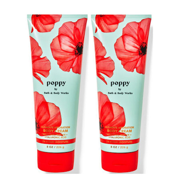 Bath and Body Works Poppy Ultimate Hydration Body Cream Set For Women 8 Fl Oz Pack Of 2 Poppy