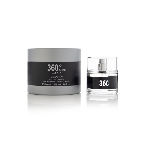 Arabian Oud 360 Black Eau De Parfum For Him Bergamot Green Tea And Sandalwood Oriental And Fruity Scent. 100 Ml