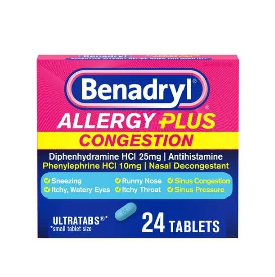 Benadryl Allergy Plus Congestion Ultra Tablets 24 Count Each 10