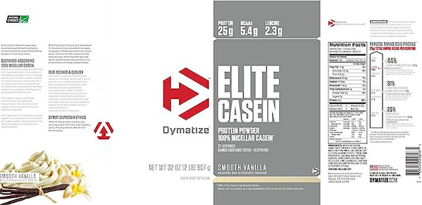 Dymatize Nutrition Elite Casein, Smooth Vanilla, 2.12 Pound