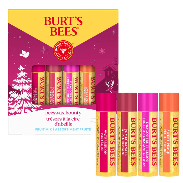 Burt'S Bees Lip Balm Set Beeswax Bounty Fruit Mix 0.15 Oz 4 Count