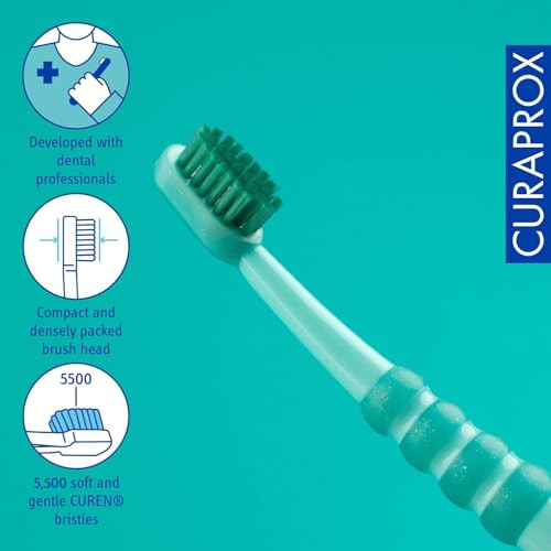 Curaprox Baby Toothbrush " For Toddlers And Infants UltraSoft Curena Bristles For Gentle Cleaning GreenGreen Single Pack