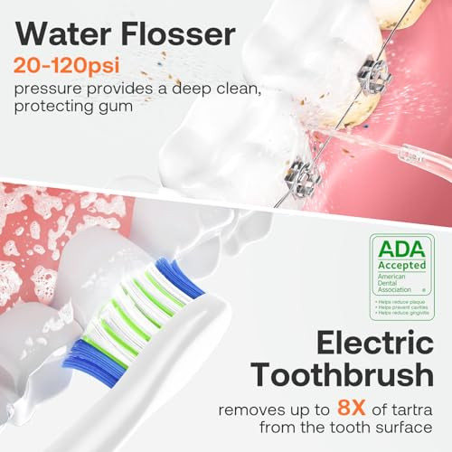 Bitvae Water Flosser And Electric Toothbrush For Adults And Kids Combo Bundle Pink and Pink