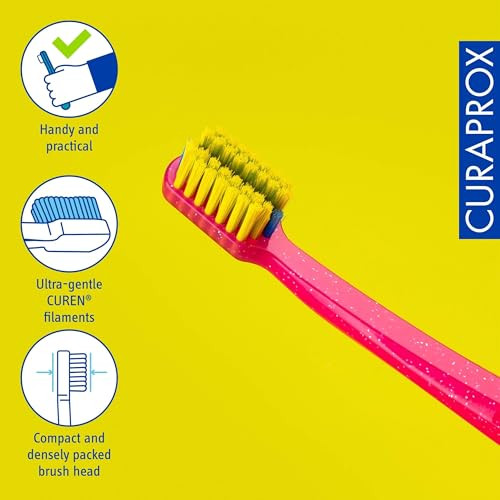 Curaprox Cs 5460 Orthodontic Toothbrush " Adult Braces Care Gentle Cleaning With Bracket Groove RedGreen Single Pack