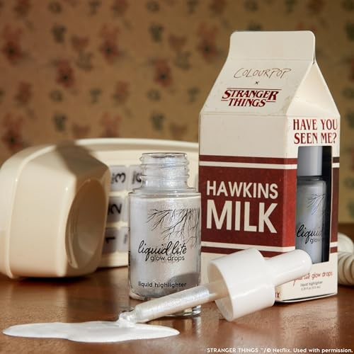 Colourpop X Stranger Things Liquid Highlighter Body and Face Highlighter Glow Drops Illuminates Your Complexion For The Ultimate Glow Infused With Vegan Squalane For Hydration 0.06 Oz
