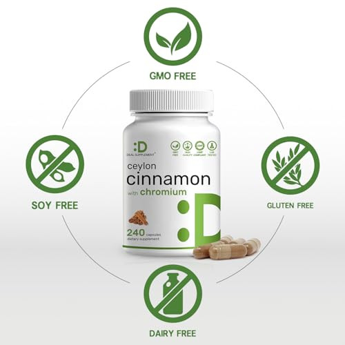 Deal Supplement Ceylon Cinnamon With Chromium 1000Mcg Active Inner Bark Extract True Sri Lanka Source Natural Cinnamon Supplements 240 Capsules