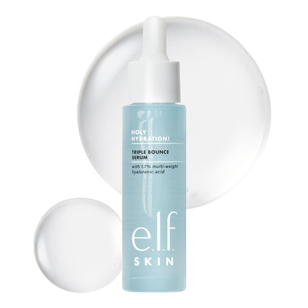 E.L.F. Skin Holy Hydration Triple Bounce Serum 1.7% Hyaluronic Acid Serum For Plump Bouncy Skin Moisturizing and Hydrating Vegan and CrueltyFree