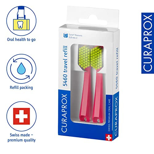 Curaprox Cs 5460 Toothbrush Heads " For Travel Set Ultra Soft Plaque RemovalOrangeYellow Refill DuoPack