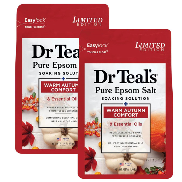 Dr Teal'S Warm Autumn Comfort Pure Epsom Salt Soak 3 Lbs Each 2 Pack Of Limited Edition Fall Scent Autumn