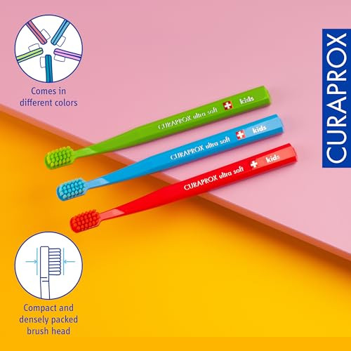 Curaprox Cs Kids Toothbrush For Children Aged 4 "12 UltraSoft Gentle Cleaning 5500 Curena Filaments Single Pack Random Color