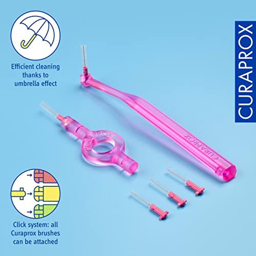 Curaprox Cps 08 Prime Start Interdental Brush Kit Pink 5 X 0.8Mm 3.22Mm Interdental Brushes + 2 Interdental Toothbrush Holders