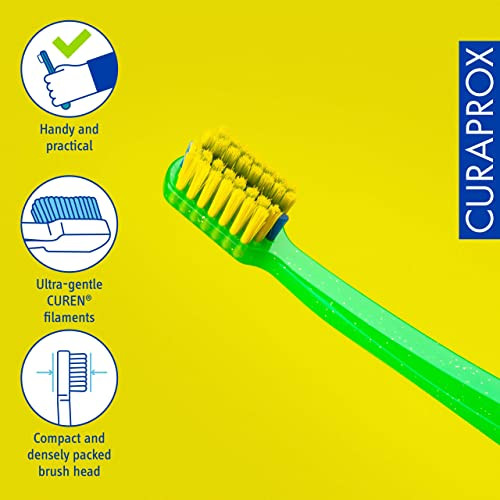 Curaprox Cs 5460 Orthodontic Toothbrush " Adults With Braces Gentle Daily Care With Bracket Groove Green Single Pack