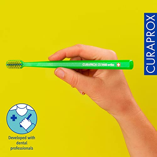 Curaprox Cs 5460 Orthodontic Toothbrush " Adults With Braces Gentle Daily Care With Bracket Groove Green Single Pack