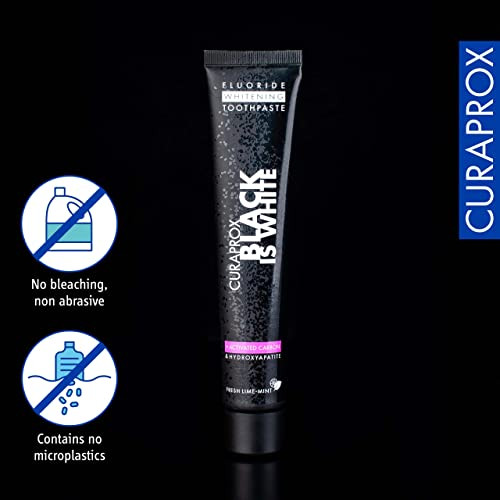 Curaprox Black Is White Toothpaste " For Teeth Whitening and Fresh Breath Charcoal Formula With Fluoride 90 MlSingle Pack