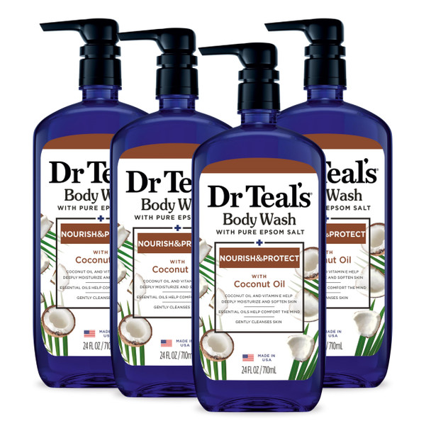 Dr Teal'S Body Wash With Pure Epsom Salt With Coconut Oil 24 Fl Oz Pack Of 4
