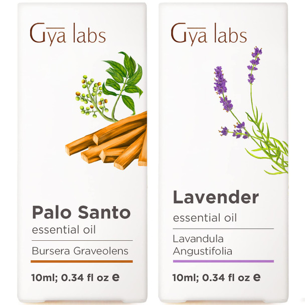 Gya Labs Palo Santo Essential Oil For Diffuser and Lavender Oil Essential Oil For Diffuser Set Aromatherapy Grade Essential Oils Set 2X10Ml Gya Labs