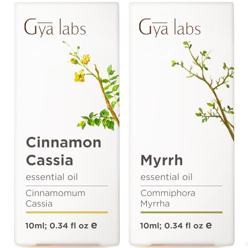 Gya Labs Cinnamon Cassia and Myrrh Essential Oil Set Aromatherapy Grade Essential Oils Set 2X0.34 Fl Oz Gya Labs