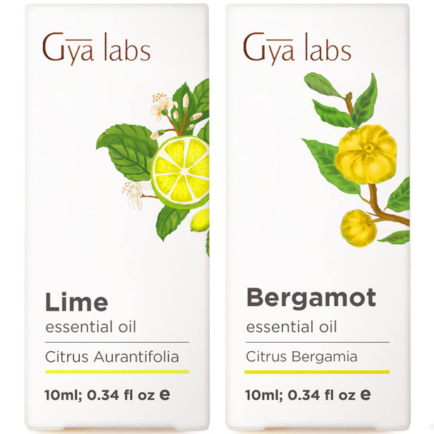 Gya Labs Lime Essential Oil For Diffuser And Candle and Bergamot Oil For Hair Set Aromatherapy Grade Essential Oils Set 2X10Ml Gya Labs