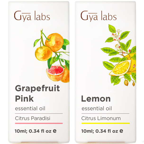 Gya Labs Grapefruit Essential Oil For Diffuser and Lemon Essential Oil For Diffuser Set Aromatherapy Grade Essential Oils Set 2X10Ml Gya Labs