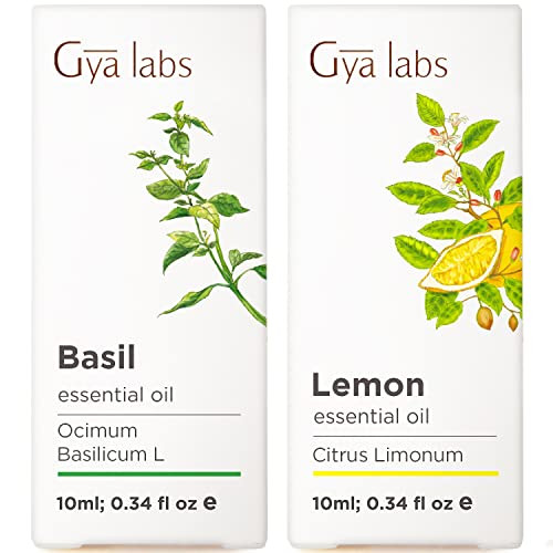 Gya Labs Basil and Lemon Essential Oil Set Aromatherapy Grade Essential Oils Set 2X0.34 Fl Oz Gya Labs