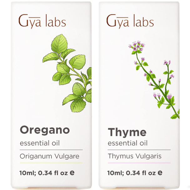 Gya Labs Oregano Oil For Skin and Thyme Essential Oil For Hair Set Aromatherapy Grade Essential Oils Set 2X0.34 Fl Oz Gya Labs
