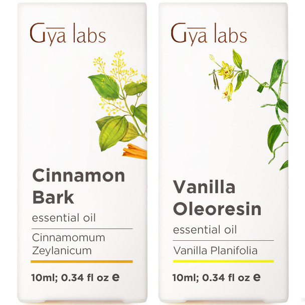Gya Labs Cinnamon Bark and Vanilla Essential Oil Set Aromatherapy Grade Essential Oils Set 2X0.34 Fl Oz Gya Labs