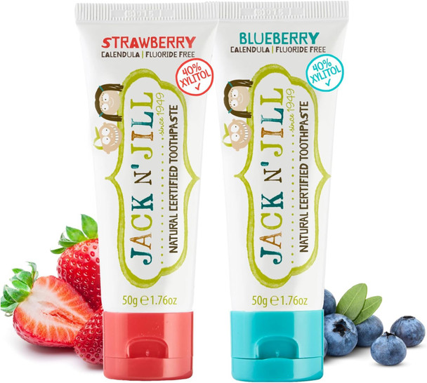 Jack N Jill Natural Toothpaste Strawberry and Blueberry 1.76 Oz 2 Pack