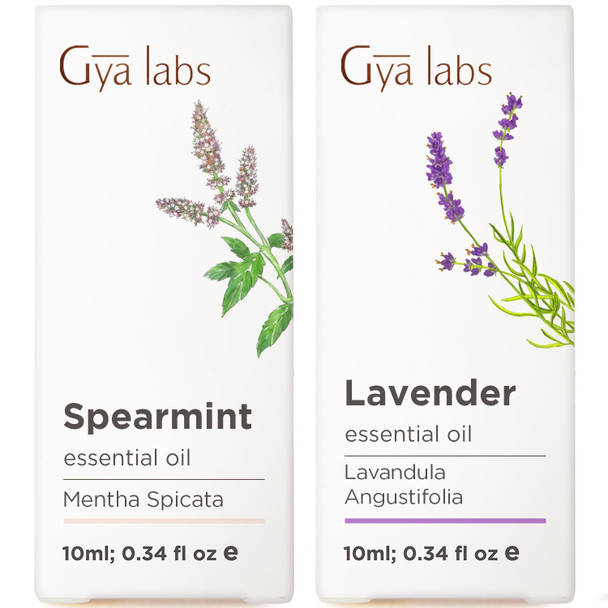 Gya Labs Spearmint Essential Oil For Diffuser and Lavender Essential Oil For Diffuser Set Aromatherapy Grade Essential Oils Set 2X0.34 Fl Oz Gya Labs