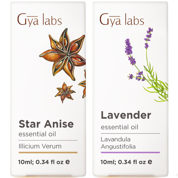 Gya Labs Star Anise Essential Oil For Skin and Lavender Oil Essential Oil For Diffuser Set Aromatherapy Grade Essential Oils Set 2X0.34 Fl Oz Gya Labs