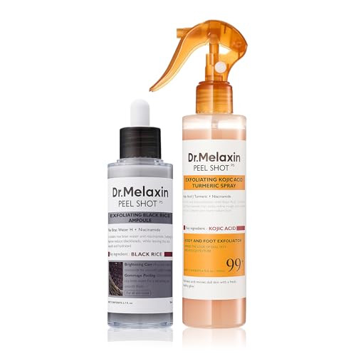 Dr.Melaxin Body and Face Peel Shot Duo Glow Black Rice Peeling Ampoule Kojic Acid and Turmeric Spray