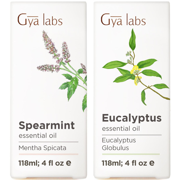 Gya Labs Spearmint Essential Oil For Diffuser and Eucalyptus Essential Oil For Diffuser Set Aromatherapy Grade Essential Oils Set 2X4 Fl Oz Gya Labs