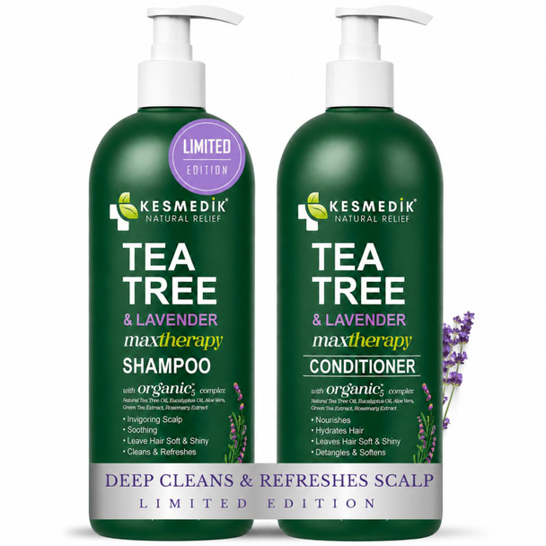 Kesmedik Tea Tree Lavender Eucalyptus Shampoo and Conditioner Set SulfateFree