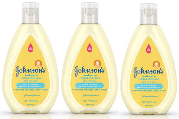 Johnsons Baby Head To Toe Wash And Shampoo 3 Pack 1.7 Ounce Each