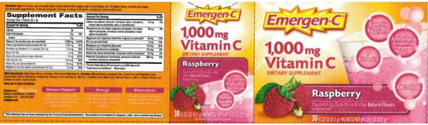Alacer Emergen-C 1000 MG Vitamin C - Raspberry