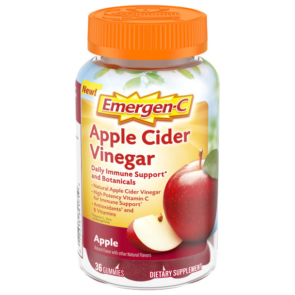 Emergen-C Apple Cider Vinegar Vitamin C Fizzy Drink Mix, Dietary Supplement for Immune Support, Apple - 36 Count