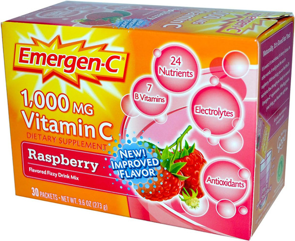 EmergenC, Raspberry, 30 Packets, 9.6 Ounce (Pack of 1)