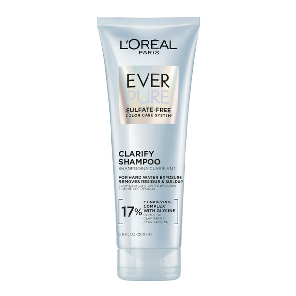 L'Oreal Paris Clarify Sulfate Shampoo With Antioxidants Clarifying Shampoo For Hard Water Exposure And Styling BuildUp Everpure 6.8 Fl Oz