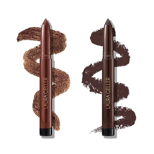 Laura Geller York Kajal Longwear Kohl Eyeliner Pencil Duo Dark Brown + Smoky Taupe Smooth Blendable Liner Infused With Caffeine