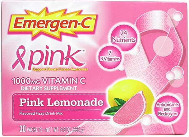 EmergenC, Pink Lemonade, 30 Packets (Pack of 4)
