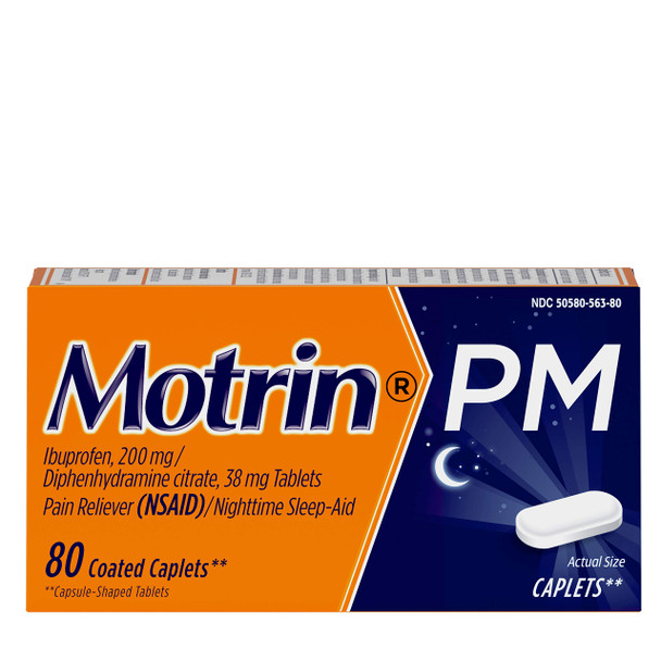 Motrin Pm Pain Reliever Coated Caplets 80 Count 2 Pack