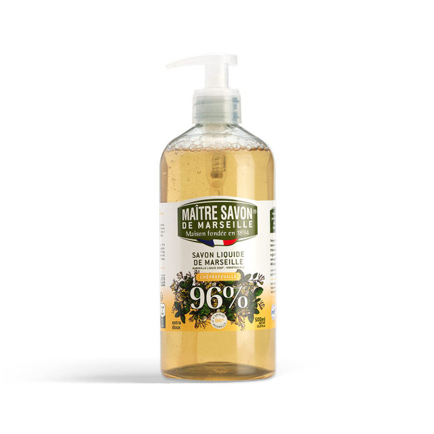 Maitre Savon De Marseille Extra Gentle Liquid Soap With Pump Honeysuckle 500 Ml 16.9 Fl Oz