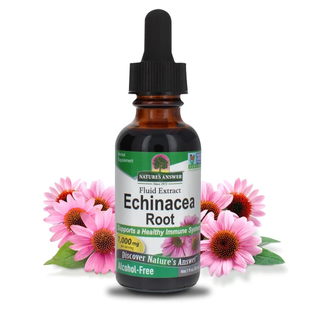Nature'S Answer Echinacea Supports A Healthy Immune System NonGmo AlcoholFree GlutenFree Vegan Kosher and No Preservatives 1Oz