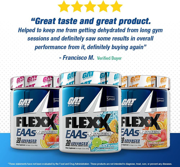 GAT Sport Flexx EAAs + Hydration, Essential Amino Acid Formula, Apple Pear, 30 Servings